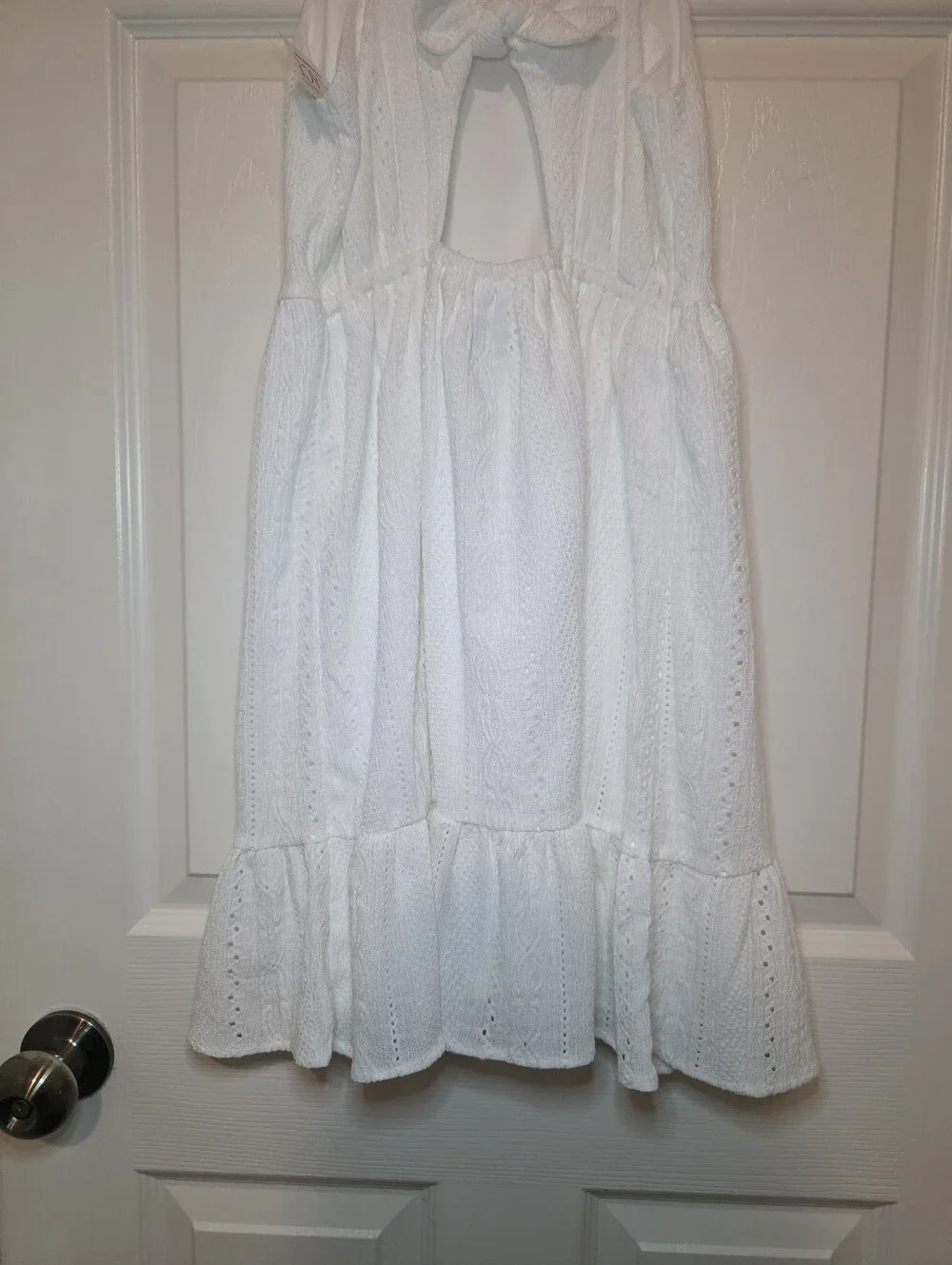 The Childrens Place White Eyelet Cutout Dress Size 10/12 L Ruffle Preppy Minimal